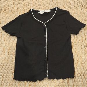 H&M Black Top with White Accents